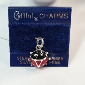 cellini lady bug charm sterling silver new on card